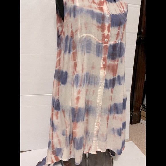 Hot & Delicious sleeveless Tie-Dye button up w/collar Top  size XL - Picture 5 of 12